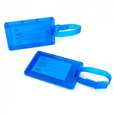 Solapa con 2 pcs tarjetas identificadoras de maletas color azul