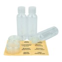 Bolsa PVC con kit de botellas para liquidos de viaje