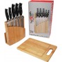 Set 5 cuchillos acero, mango ABS con soporte madera y tabla de corte samura SMK57