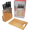 Set 5 cuchillos acero, mango ABS con soporte madera y tabla de corte samura SMK57