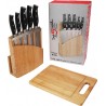 Set 5 cuchillos acero, mango ABS con soporte madera y tabla de corte samura SMK57