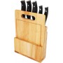 Set 5 cuchillos acero, mango ABS con soporte madera y tabla de corte samura SMK57