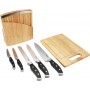 Set 5 cuchillos acero, mango ABS con soporte madera y tabla de corte samura SMK57