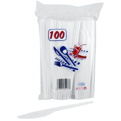 Bolsa 100 cuchillos plastico desechables