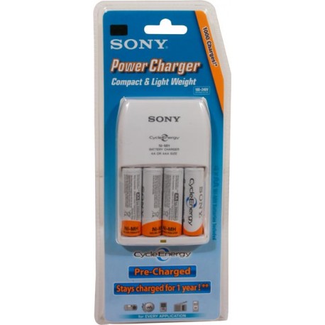 Cargador + 4 baterias o pilas blue Sony 2000 aa , recargables ,