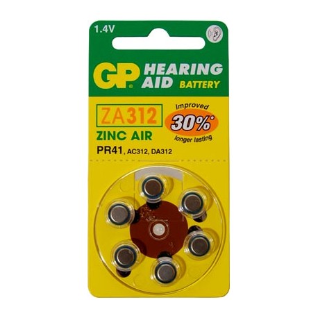 Blister 6 pilas audio  GP ZA312-B6