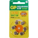 Blister 6 pilas audio GP  ZA013-B6 equivale a 13AE Zinc Aire PR48 (7,9 d, x 5,40 alt,) 1,4 v, 1,4 mA