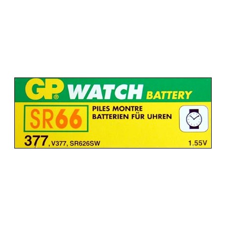 Caja de 10 pilas reloj SR 69 GP 371 SR0920SW oxido de plata ( 9,50 d, x 2,10 alt, ) 1,5 v, 33 mAh,