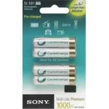 Blister 4 baterias o pilas 800 AAA blue Sony NI-MH 1,2 v, 800 mAh, Clycle Energy recargables