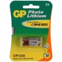Blister pila GP CR123A especial foto DL123A  Litio (16,90 d, x 34,50 alt, ) 3 v,