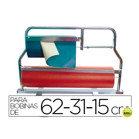 PORTARROLLOS MOSTRADOR CORTA PAPEL CROMADO -PARA BOBINAS 62-31-15 CM
