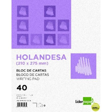 BLOC CARTAS LIDERPAPEL HOLANDESA LISO