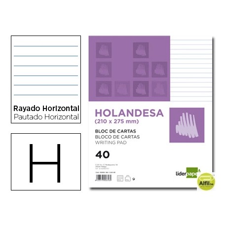 BLOC CARTAS LIDERPAPEL HOLANDESA RAYADO