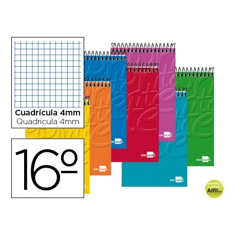BLOC ESPIRAL LIDERPAPEL WRITE BOLSILLO DIECISEISAVO APAISADO80 H CUADRO