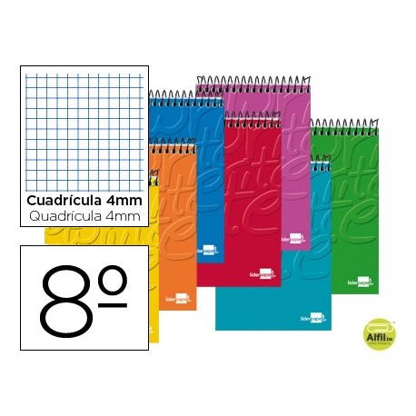 BLOC ESPIRAL LIDERPAPEL WRITE BOLSILLO OCTAVO APAISADO 80 H CUADRO
