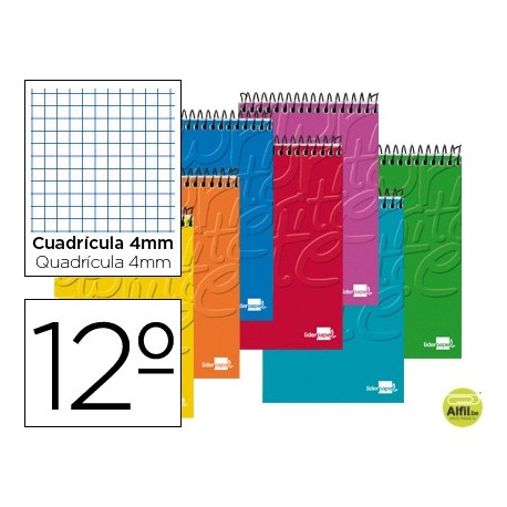 BLOC ESPIRAL LIDERPAPEL WRITE BOLSILLO DOCEAVO APAISADO 80 H CUADRO