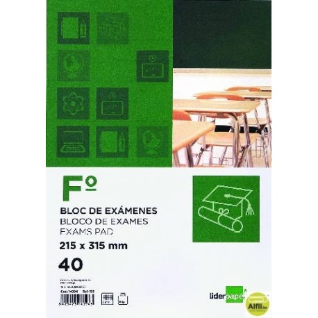 BLOC EXAMENES LIDERPAPEL FOLIO40 H CUADRO