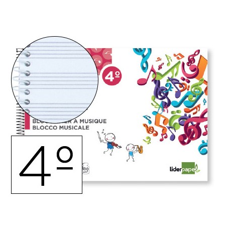 BLOC MUSICA LIDERPAPEL PENTAGRAMA 3MM CUARTO 20 HOJAS 100G/M2