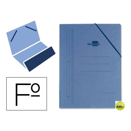 CARPETA GOMAS LIDERPAPEL FOLIO BOLSA CARTON COMPACTO AZUL