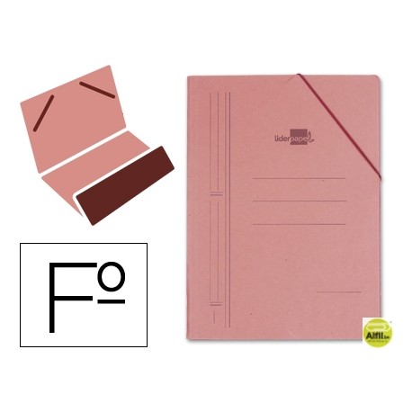 CARPETA GOMAS LIDERPAPEL FOLIO BOLSA CARTON COMPACTO CUERO