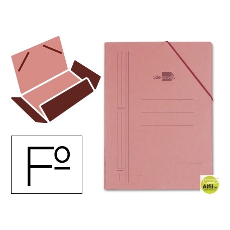CARPETA LIDERPAPEL GOMAS CARTON CUERO SOLAPAS FOLIO ROMANO
