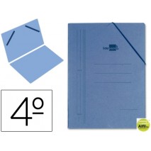 CARPETA LIDERPAPEL GOMAS CARTON AZUL ROMANO SENCILLA CUARTO