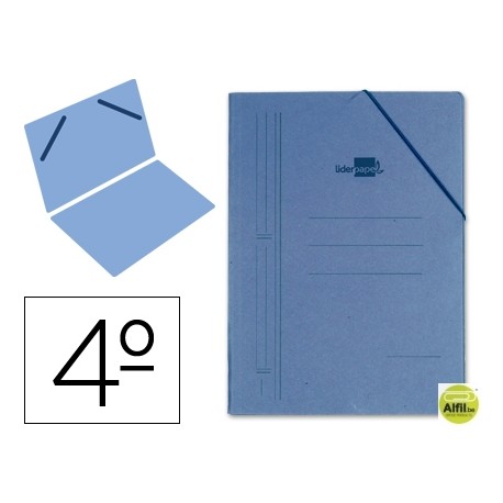 CARPETA LIDERPAPEL GOMAS CARTON AZUL ROMANO SENCILLA CUARTO