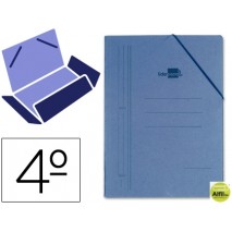 CARPETA LIDERPAPEL GOMAS CARTON AZUL ROMANO SOLAPAS CUARTO
