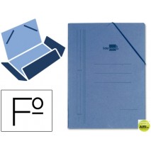 CARPETA GOMAS LIDERPAPEL FOLIO 3 SOLAPAS CARTON COMPACTO AZUL