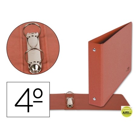 CARPETA LIDERPAPEL 2 ANILLAS 40 MM CARTON CUERO CUARTO APAISADO