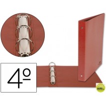 CARPETA LIDERPAPEL 4 ANILLAS 25 MM CARTON CUERO CUARTO