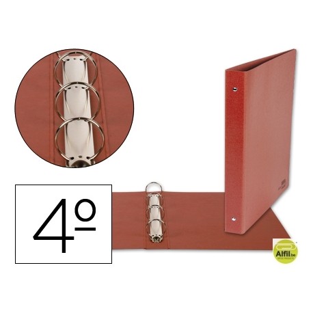CARPETA LIDERPAPEL 4 ANILLAS 25 MM CARTON CUERO CUARTO