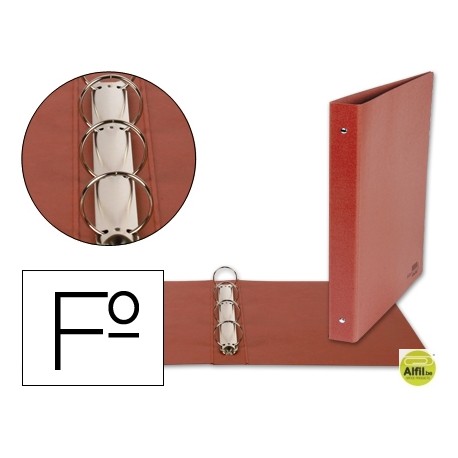 CARPETA LIDERPAPEL 4 ANILLAS 25 MM CARTON CUERO FOLIO