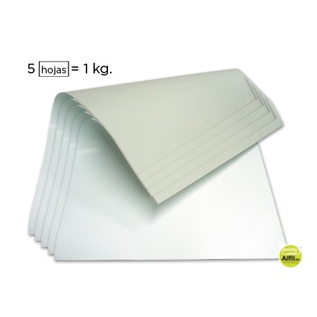 CARTONCILLO BLANCO UNA CARA -350 GR.M2 -KILO ---5 HOJAS POR KILO---
