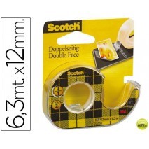 CINTA ADHESIVA SCOTCH 136-D DOS CARAS 6,3 MT X 12 MM -EN PORTARROLLOS