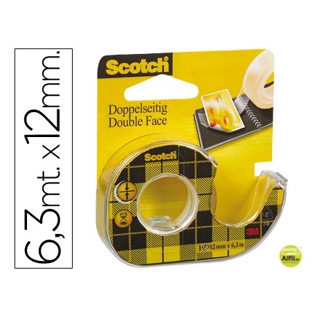 CINTA ADHESIVA SCOTCH 136-D DOS CARAS 6,3 MT X 12 MM -EN PORTARROLLOS