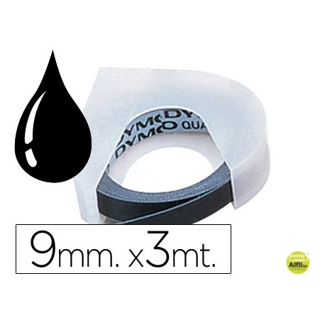 CINTA DYMO 9MM X 3MT NEGRA -TRADICIONAL