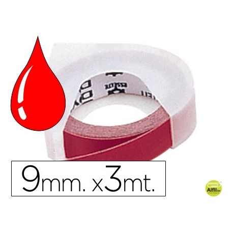 CINTA DYMO 9MM X 3MT ROJA -TRADICIONAL