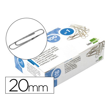 CLIPS LIDERPAPEL N. 1 LABIADOS20 MM CAJA DE 100 UNIDADES