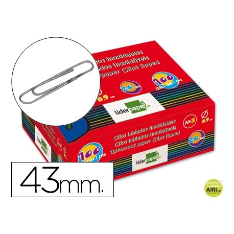 CLIPS LIDERPAPEL N. 3 LABIADOS43 MM CAJA DE 100 UNIDADES