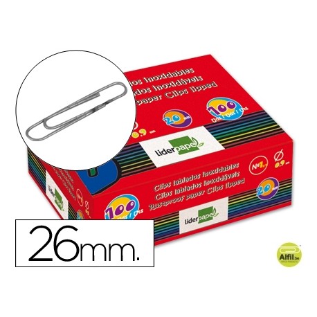 CLIPS LIDERPAPEL N. 1,5 LABIADOS 26 MM CAJA DE 100 UNIDADES