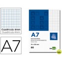BLOC NOTAS LIDERPAPEL CUADRO 4MM A7 80 HOJAS 60G/M2 PERFORADO