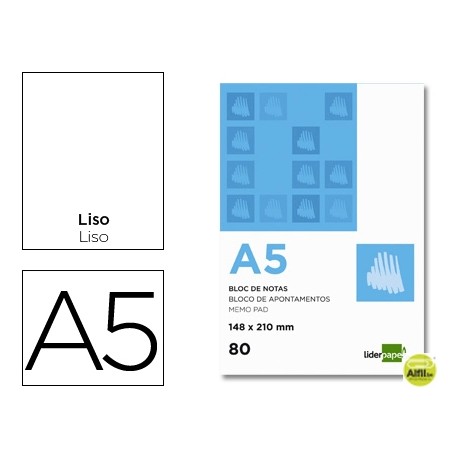 BLOC NOTAS LIDERPAPEL LISO A5 80 HOJAS 60G/M2 PERFORADO