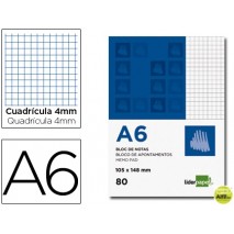 BLOC NOTAS LIDERPAPEL CUADRO 4MM A6 80 HOJAS 60G/M2 PERFORADO