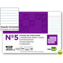FICHA LIDERPAPEL RAYADA NÌ5 160X220MM PAQUETE DE 100 180G