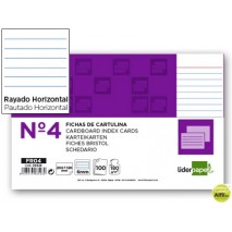 FICHA LIDERPAPEL RAYADA NÌ4 125X200MM PAQUETE DE 100 180G