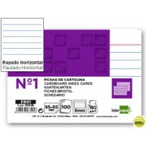 FICHA LIDERPAPEL RAYADA NÌ1 65 X 95MM PAQUETE DE 100 180G
