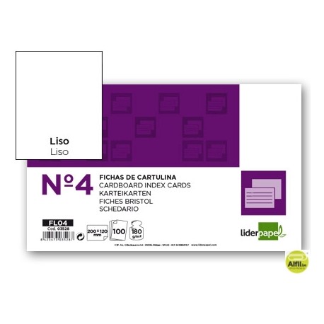 FICHA LIDERPAPEL LISA NÌ4 125X200MM PAQUETE DE 100 180G