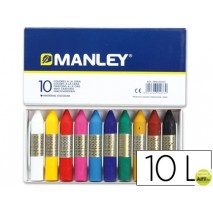 LAPICES CERA MANLEY -CAJA DE 10 COLORES REF.110