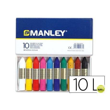LAPICES CERA MANLEY -CAJA DE 10 COLORES REF.110